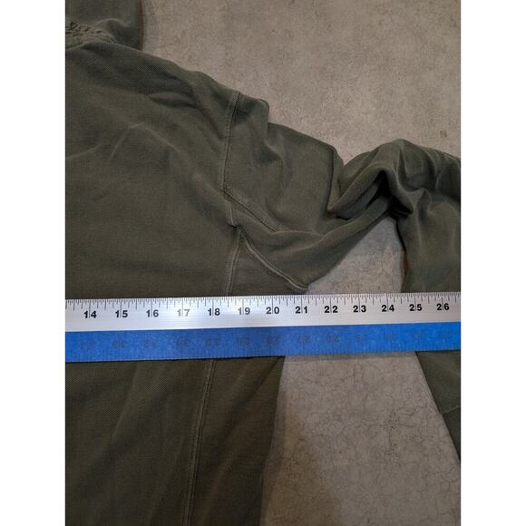 VTG Polo Ralph Lauren Hoodie Big Pony Mens S Army Green Henley Elbow Pads - Picture 8 of 9